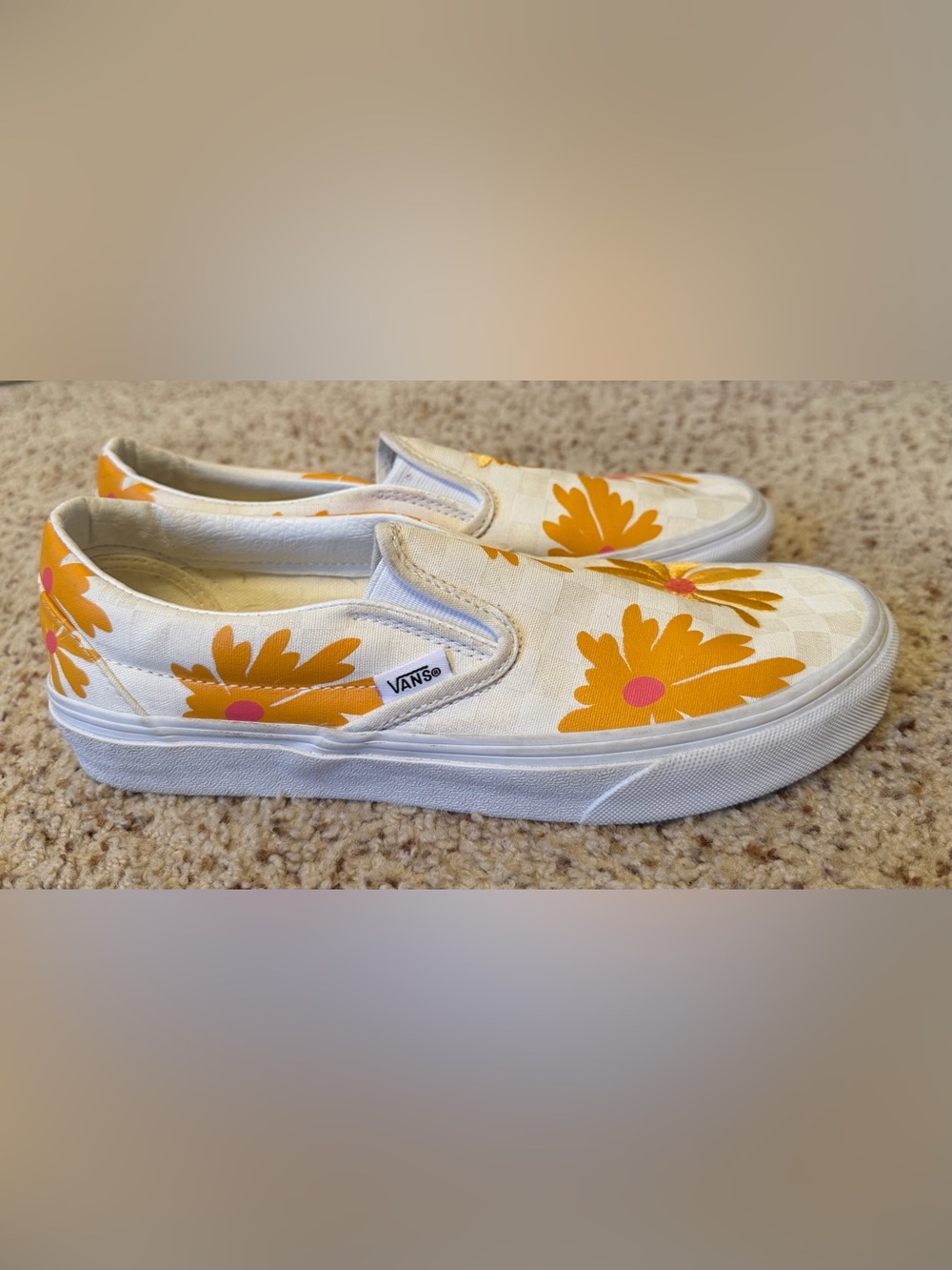 Vans Checkerboard Floral Slip On Sneakers, Size 8.5
